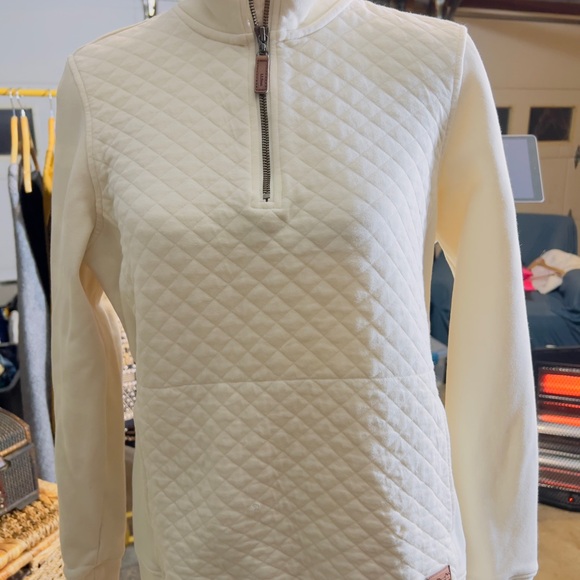 L.L. Bean Off-White Quilted QUARTER Zip Pullover - Picture 6 of 7